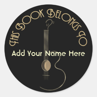 Acoustic Guitar Logo Design Bookplate Stickers