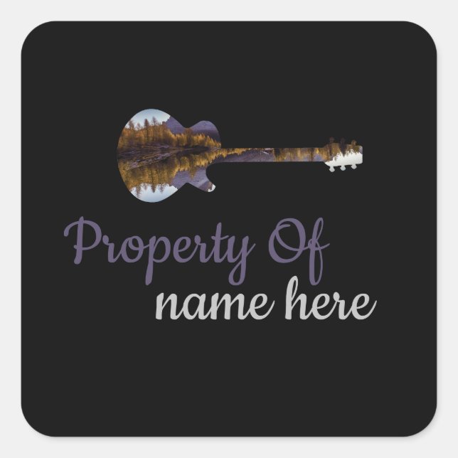 Acoustic Guitar Logo Personalized  Square Sticker (Front)