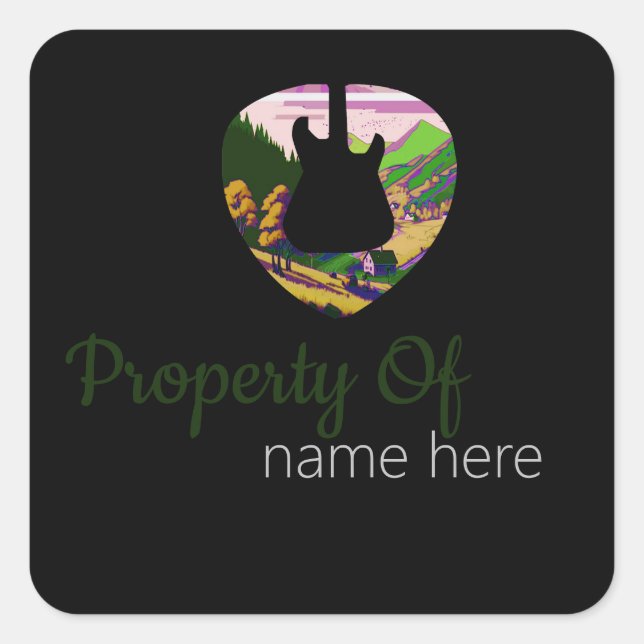 Acoustic Guitar Logo Personalized Square Sticker (Front)