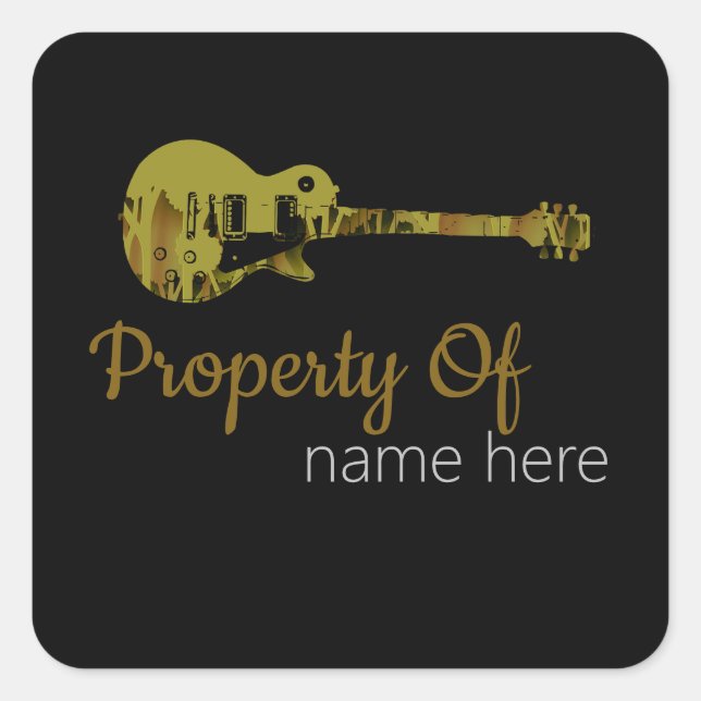 Acoustic Guitar Logo Personalized Square Sticker (Front)