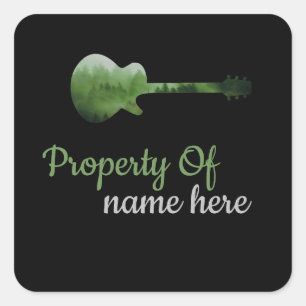 Acoustic Guitar Logo Personalized  Square Sticker