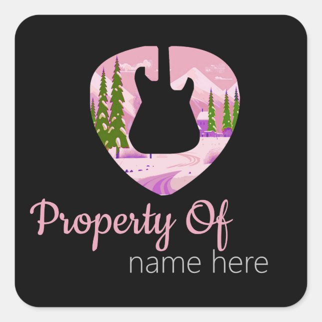 Acoustic Guitar Logo Personalized Square Sticker (Front)