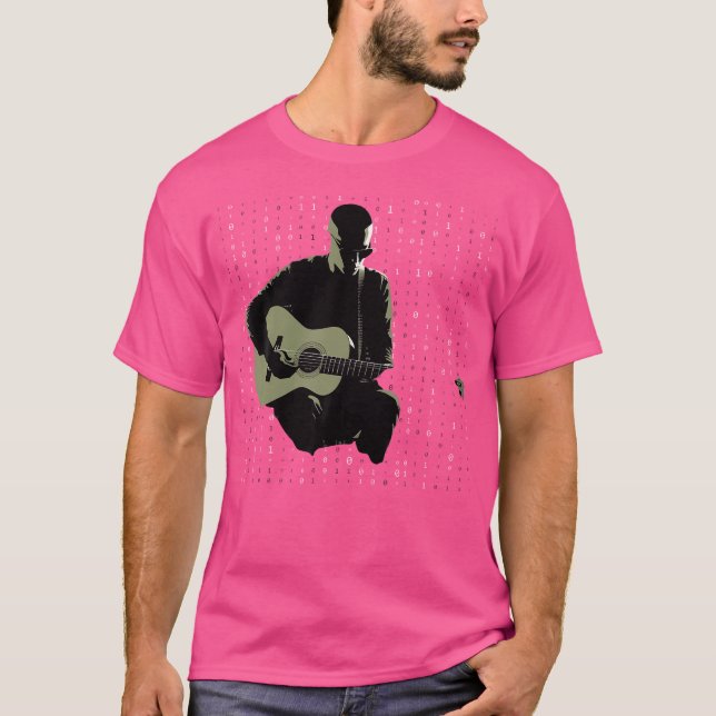 Acoustic Guitar Matrix Style Player Guitarist Band T-Shirt (Front)