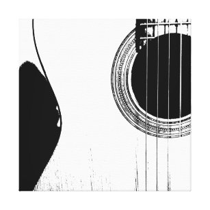 Acoustic Guitar Modern Black and White Canvas Print