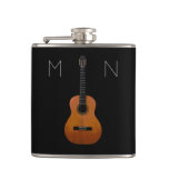 Acoustic Guitar Monogram Black Personalized Flask at Zazzle