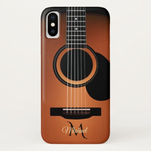 Acoustic Guitar Monogram iPhone X Case
