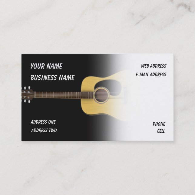 Acoustic Guitar - Music Business Card (Front)