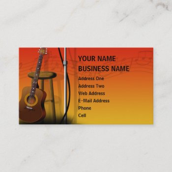 Acoustic Guitar - Music Business Card by oldrockerdude at Zazzle