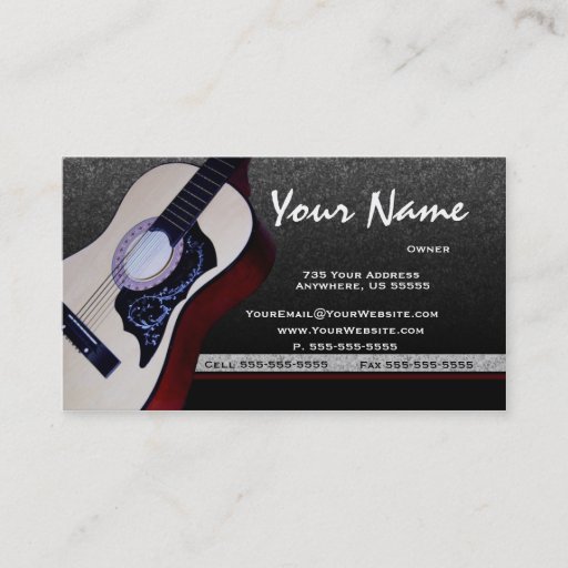Customizable Acoustic Guitar Music Business Cards
