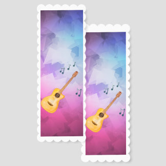 Acoustic Guitar Music Notes Geometric Backdrop Bookmarks