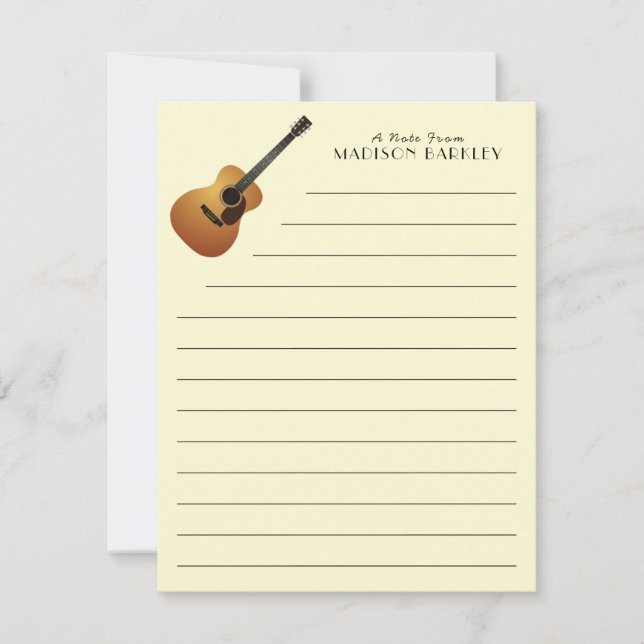 Acoustic Guitar Music Teacher Thank You Card (Front)