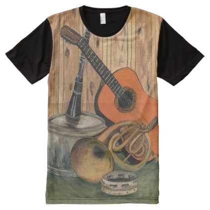 Acoustic Guitar Music-themed Art Painting All-Over-Print T-Shirt