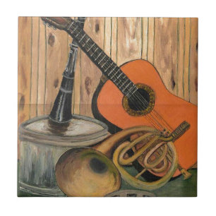 Acoustic Guitar Music-themed Art Painting Ceramic Tile