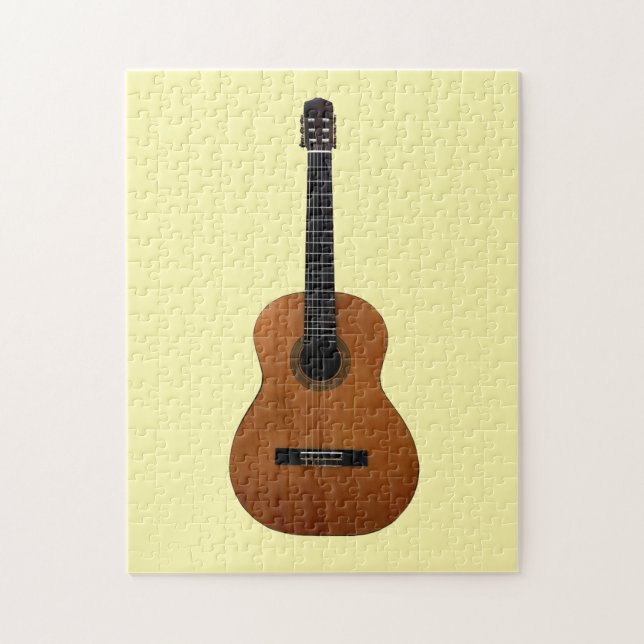 Acoustic Guitar Musical Cute Yellow Jigsaw Puzzle (Vertical)