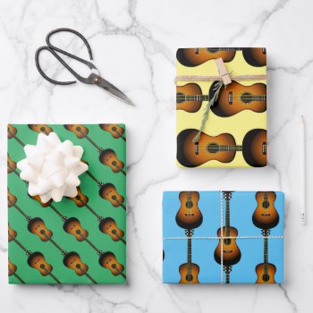 Acoustic Guitar Musical Design  Wrapping Paper Sheets by SjasisDesignSpace at Zazzle
