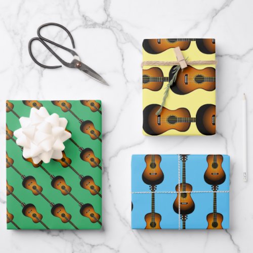 Acoustic Guitar Musical Design  Wrapping Paper Sheets