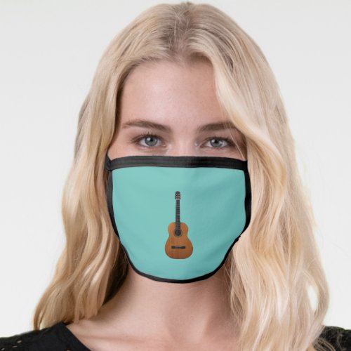 Acoustic Guitar Musical Instrument Teal Green Face Mask
