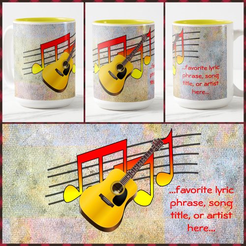 Acoustic Guitar  Musical Notes _ Two_Tone Coffee Mug