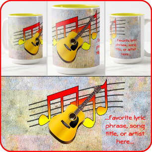 Acoustic Guitar & Musical Notes - Two-Tone Coffee Mug