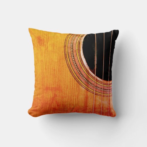 Acoustic Guitar Musical Rustic Throw Pillow