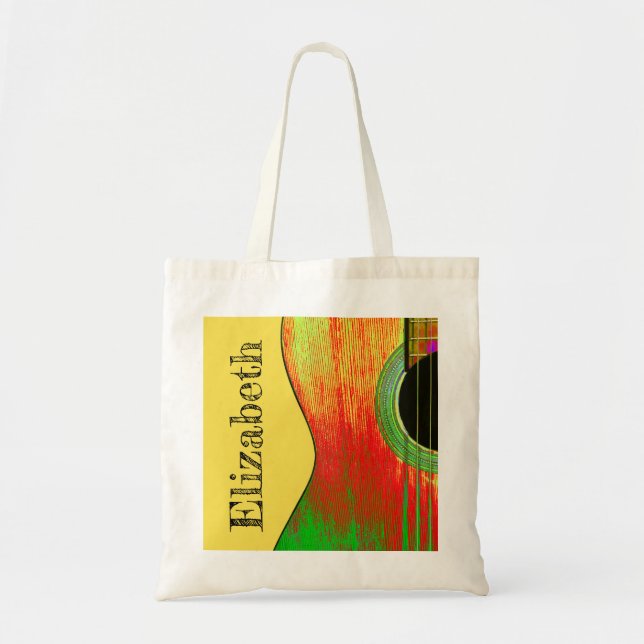 Acoustic Guitar Musical Tote Bag (Front)