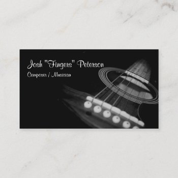 Acoustic Guitar Musician Blackwhite Business Card by businesscardsstore at Zazzle