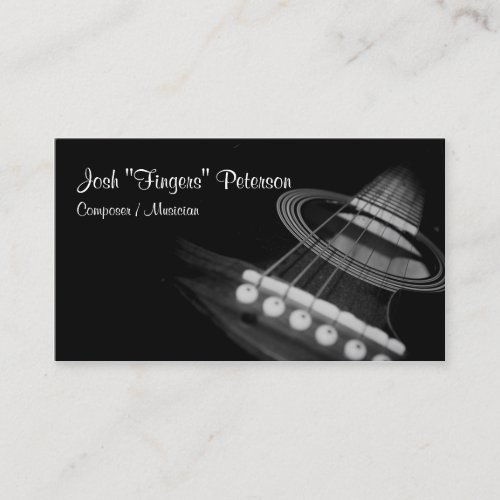 Acoustic Guitar Musician BlackWhite Business Card
