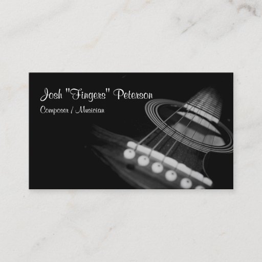 Customizable Acoustic Guitar Musician BlackWhite Business Card
