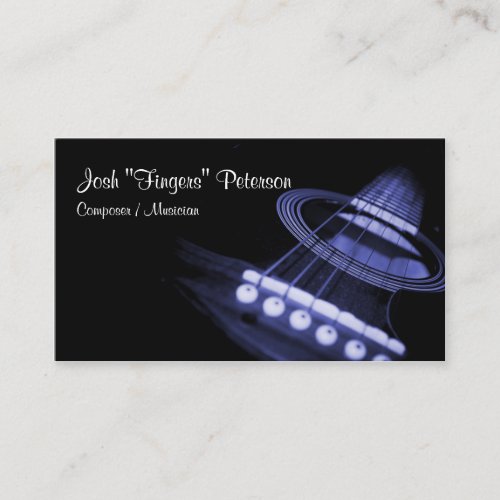 Acoustic Guitar Musician Blue Business Card