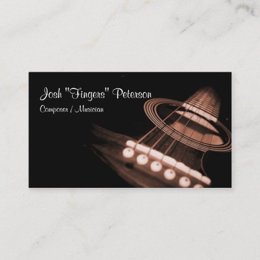 Customizable Acoustic Guitar Musician Brown Business Card