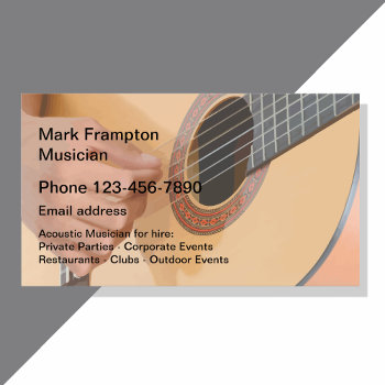 Acoustic Guitar Musician Business Card by Luckyturtle at Zazzle