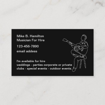 Acoustic Guitar Musician For Hire Business Card by Luckyturtle at Zazzle