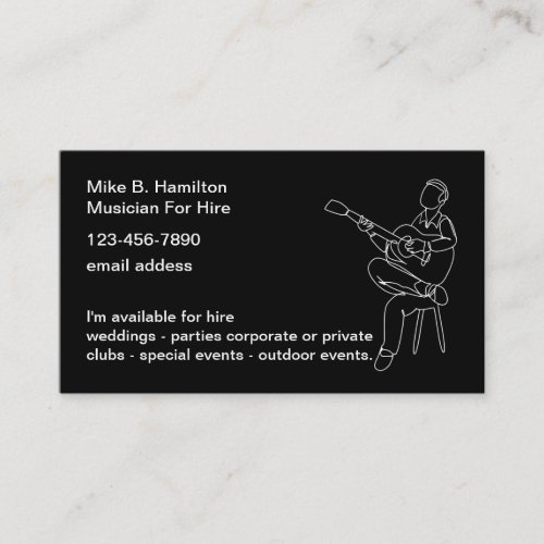 Acoustic Guitar Musician For Hire Business Card