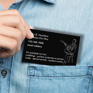 Acoustic Guitar Musician For Hire Business Card