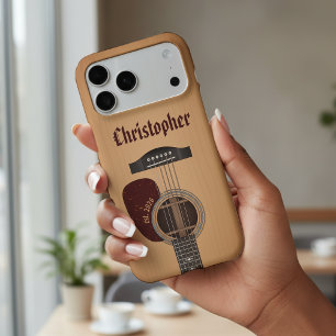 Acoustic Guitar Musician Guitarist Brown Name  iPhone 17 Pro Max Case