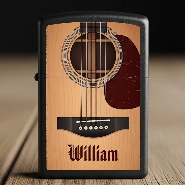 Acoustic Guitar Musician Guitarist Brown Zippo Lighter (Creator Uploaded)