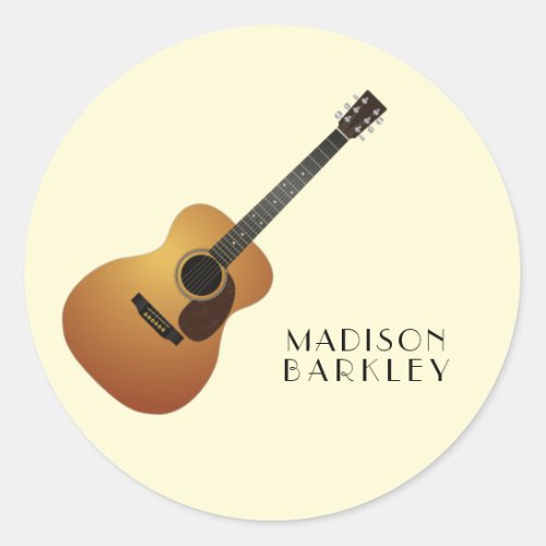 Acoustic Guitar Musician Music Teacher Classic Round Sticker