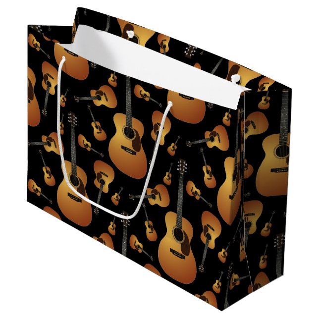 Acoustic Guitar Musician Music Teacher Large Gift Bag (Front Angled)