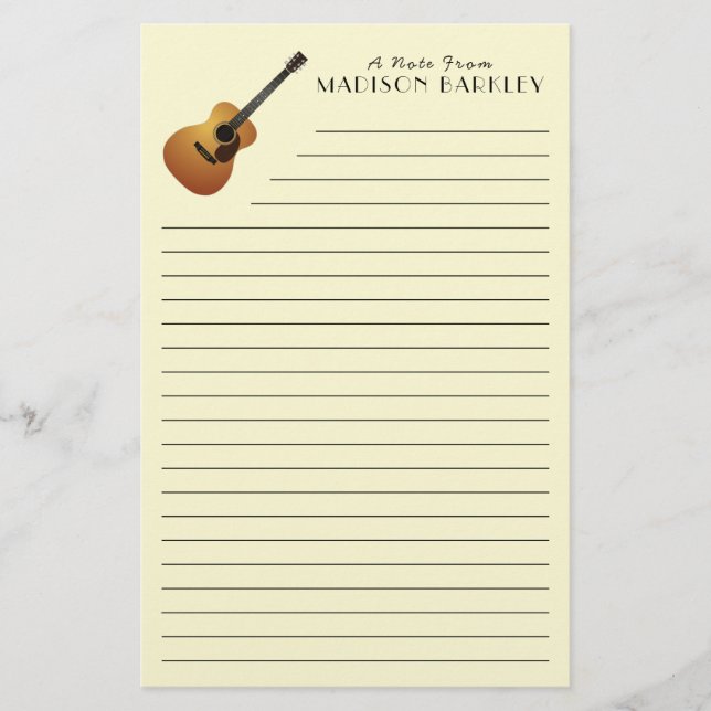 Acoustic Guitar Musician Music Teacher Stationery (Front)