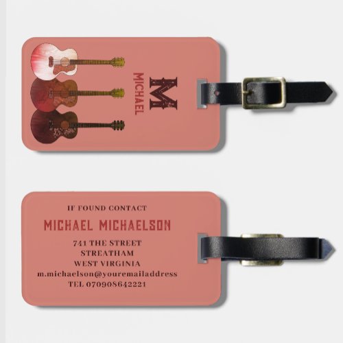 Acoustic Guitar Musician Personalized Luggage Tag