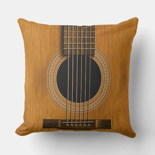 Acoustic Guitar Natural Wood Music Pillow