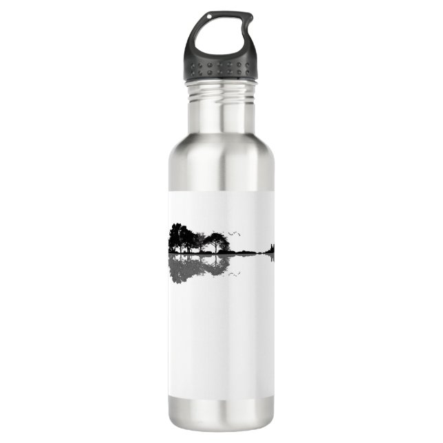 Acoustic Guitar Nature Est Music Bass Guitarist Stainless Steel Water Bottle (Front)