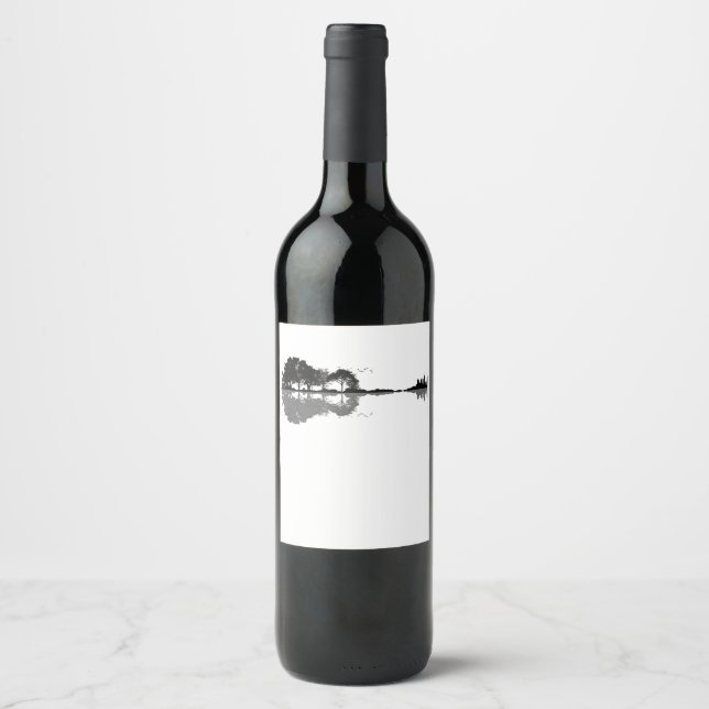 Acoustic Guitar Nature Est Music Bass Guitarist Wine Label (Front)