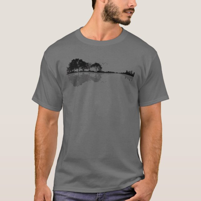 Acoustic Guitar Nature Forest Music Bass Guitarist T-Shirt (Front)