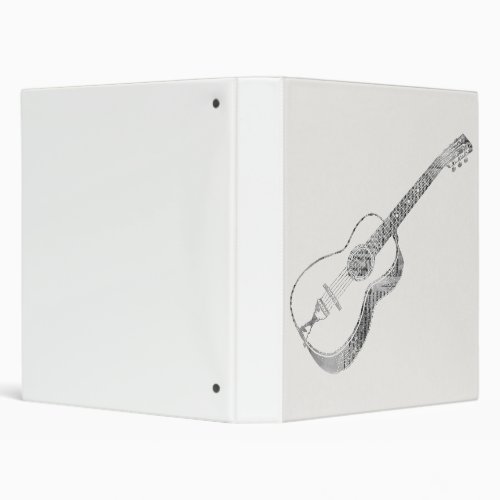Acoustic Guitar Newspaper Text Paper Style 3 Ring Binder