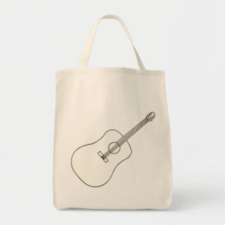 Acoustic Guitar, outline art drawing bags