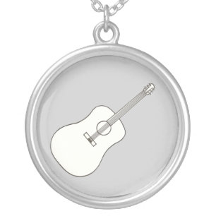 Acoustic Guitar Outline Drawing Necklace