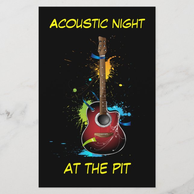 Acoustic Guitar Paint Splats Flyer (Front)