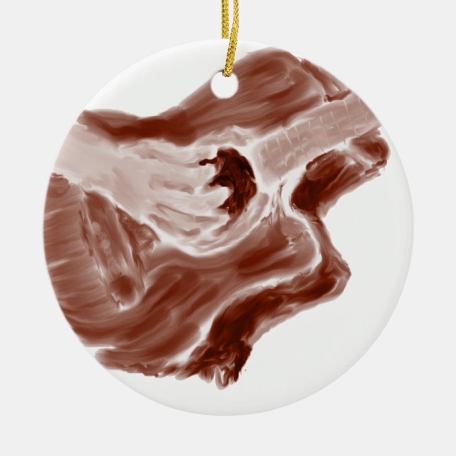 Acoustic guitar painting sepia toned version ceramic ornament (Front)