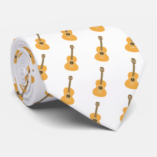 Acoustic Guitar Pattern Brown Musical Instrument Neck Tie
